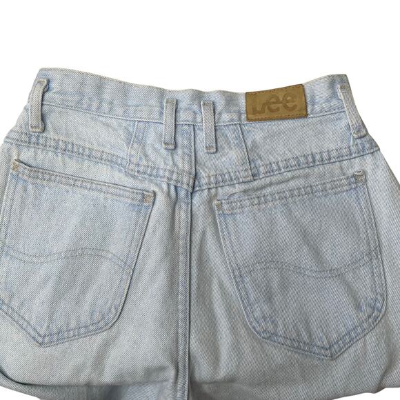 Vintage 90s LEE Light Stonewash High-rise Mom Jeans Taper Leg 7 Petite/ W 26 - Picture 8 of 10